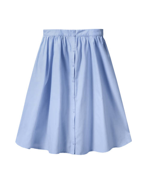 istock Azure blue summer skirt with buttons isolated on white 827099532