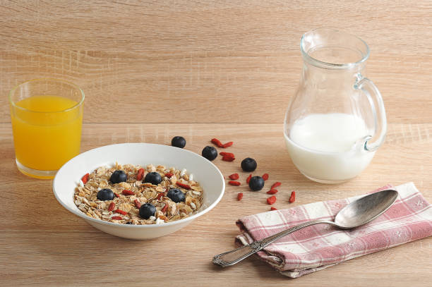 istock Healthy Breakfast - Goji berries with cornflakes 827102798
