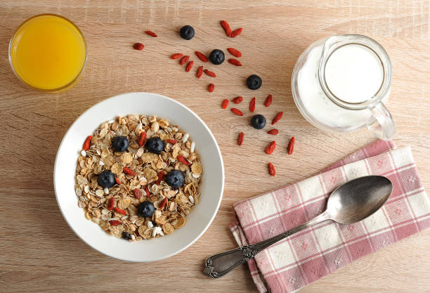 istock Healthy Breakfast - Goji berries with cornflakes 827103060