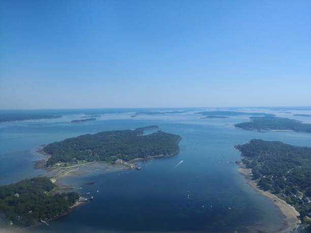 Mackworth Island Portland Maine Aerial View stock photo