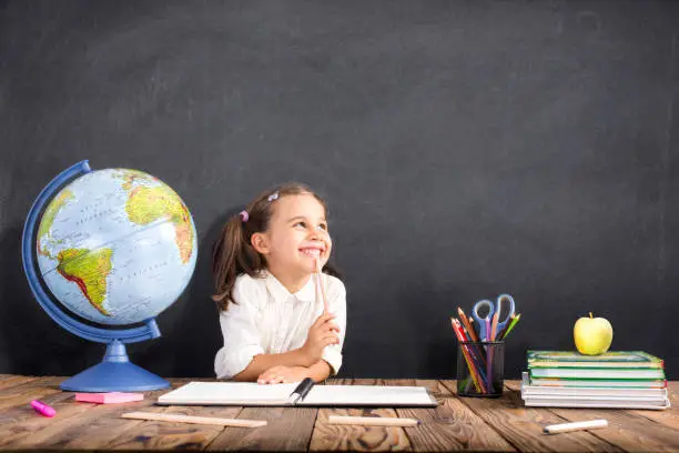 Photo of Back To School Concept, Happy Smiling Child Studying