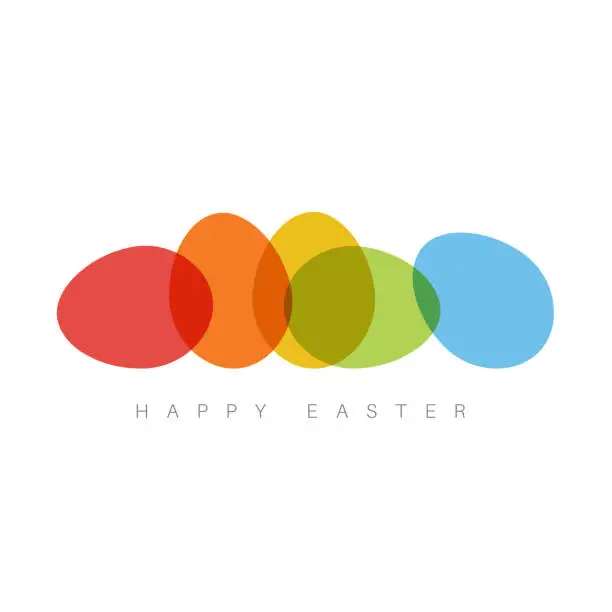 Vector illustration of Happy Easter - minimalist colorful easter card