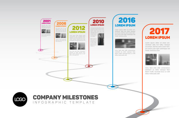 ilustrações de stock, clip art, desenhos animados e ícones de infographic company milestones timeline template - life events illustrations