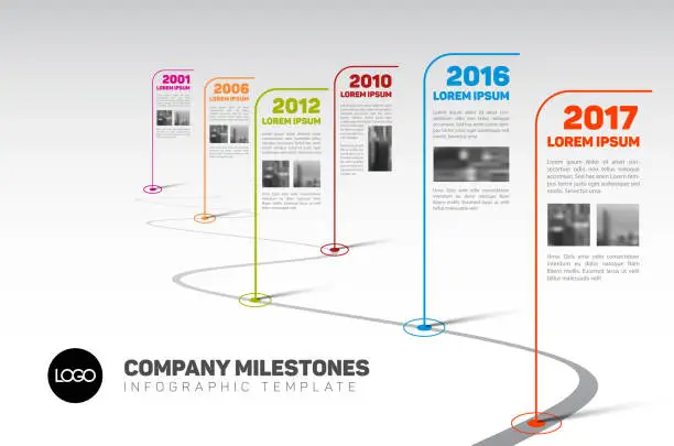 Vector illustration of Infographic Company Milestones Timeline Template