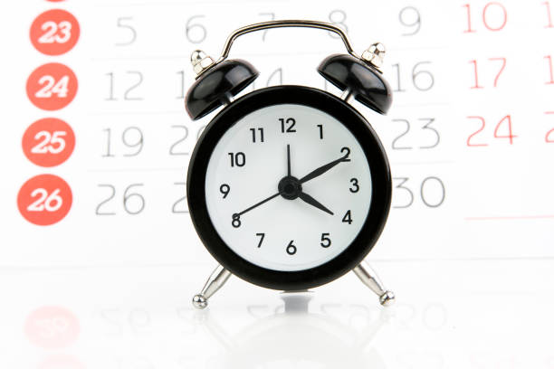 istock Black Alarm Clock With Calendar 827116166