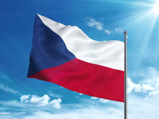 istock Czech Republic flag waving in the blue sky 827116542