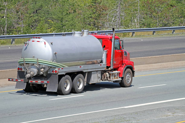 istock Septic Tank Pump Truck Travelling Highway 827122678