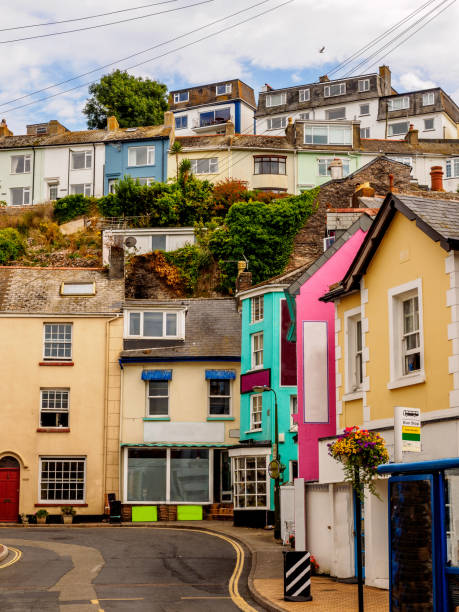 Colorful houses covering the hillside above the dart estuary in dartmouth, devon, england