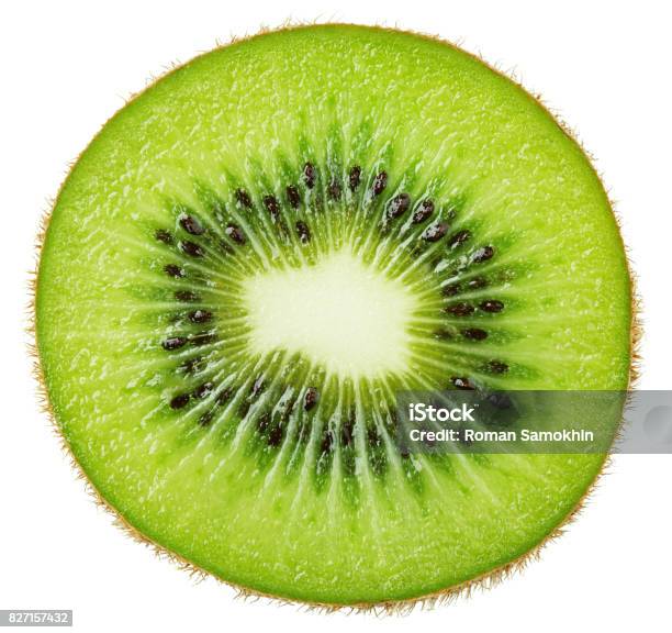 Fetta Di Kiwi Isolata Su Bianco - Fotografie stock e altre immagini di Frutto Kiwi - Frutto Kiwi, Frutta, Fetta