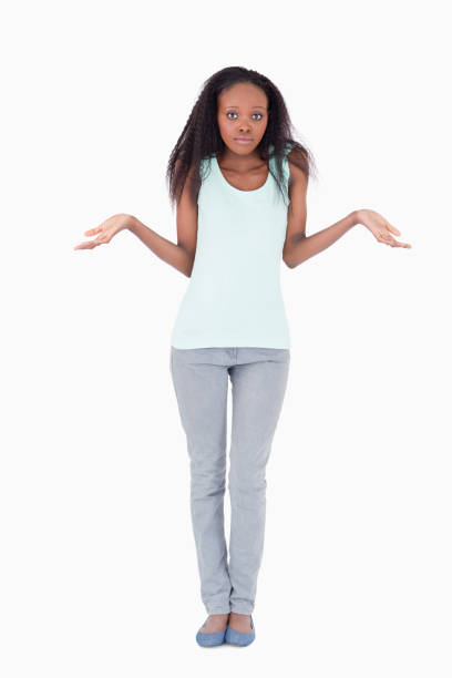 istock Woman having no idea on a white background 827158010