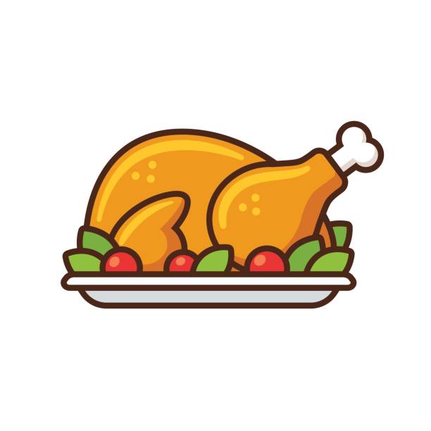 ilustraciones, imágenes clip art, dibujos animados e iconos de stock de icono de pavo asado - holiday season turkey food