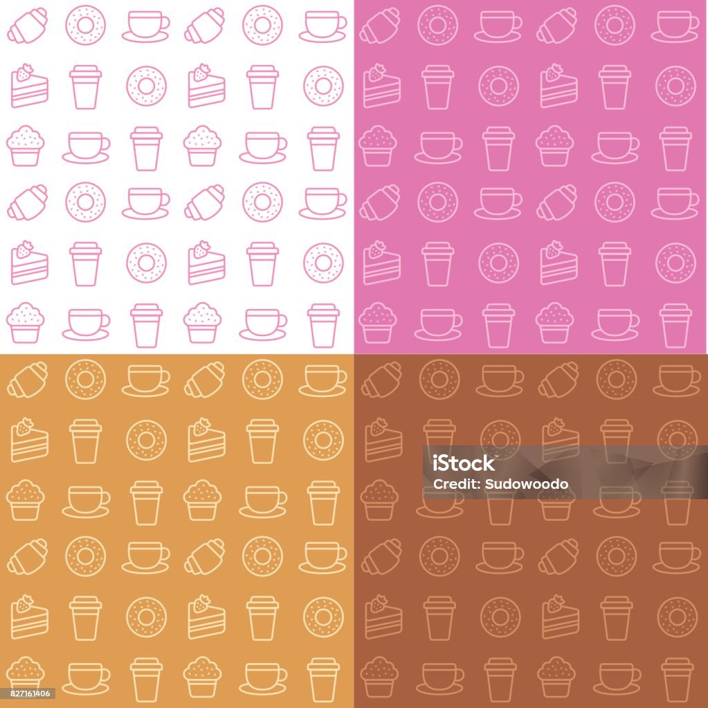 Pattern Caffe Cafe Patterns Set Stock Illustration - Download Image Now - Coffee ...