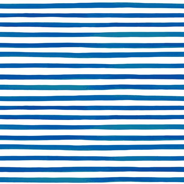 ilustrações de stock, clip art, desenhos animados e ícones de beautiful seamless pattern with blue watercolor stripes. hand painted brush strokes, striped background. vector illustration. - repetition striped pattern in a row