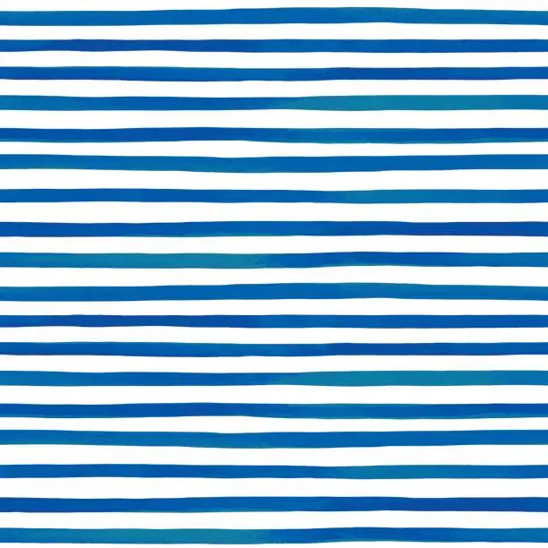 Vector illustration of Beautiful seamless pattern with blue watercolor stripes. hand painted brush strokes, striped background. Vector illustration.
