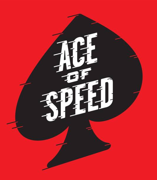 Ace of Speed Retro Vector Design Vector illustration of vintage hot rod, motorcycle, car graphic with custom speed line typography. poker card tattoos stock illustrations