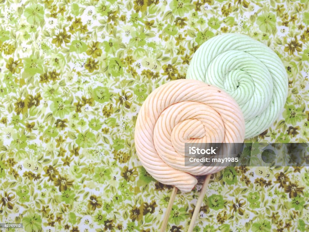 marshmallow lollipop on colorful background Arts Culture and Entertainment Stock Photo