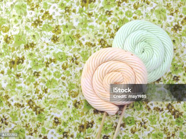 Marshmallow Lollipop On Colorful Background Stock Photo - Download Image Now - Arts Culture and Entertainment, Beauty, Candy