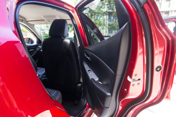 istock Red vehicle with open door 827177442