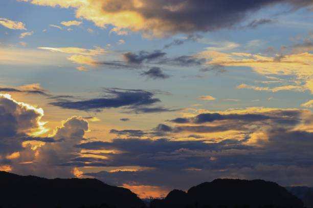 istock sky in sunset and cloud, beautiful colorful evening nature  space for add text 827193950