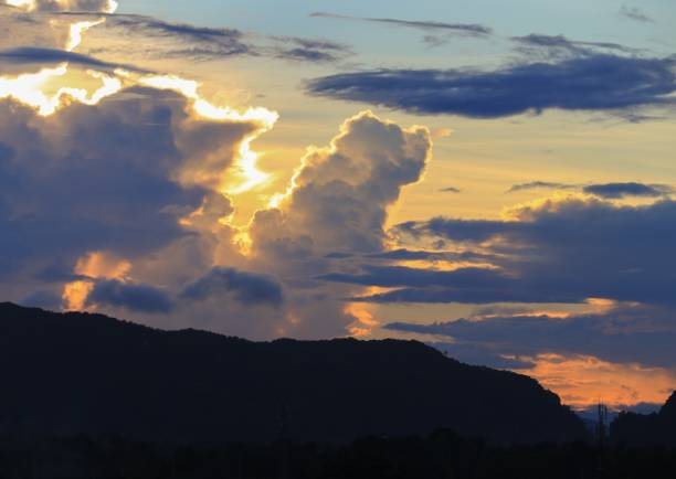 sky in sunset  and motion cloud, beautiful colorful evening nature  space for add text
