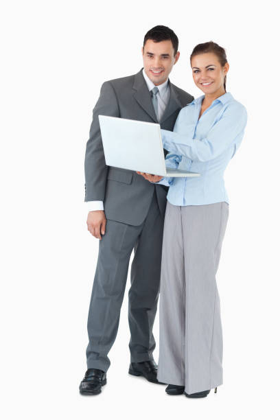 istock Business partner with notebook against a white background 827194668