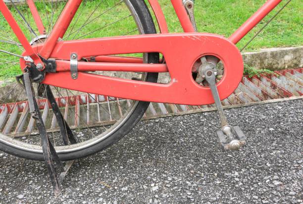 istock bicycle red  classic vintage  with copy space for add text 827197284