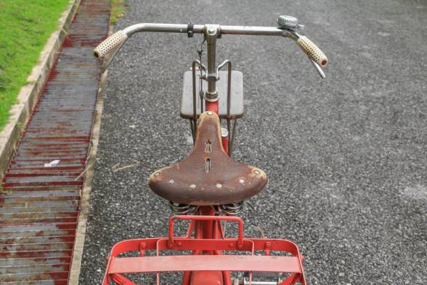 istock bicycle red  classic vintage  with copy space for add text 827197298