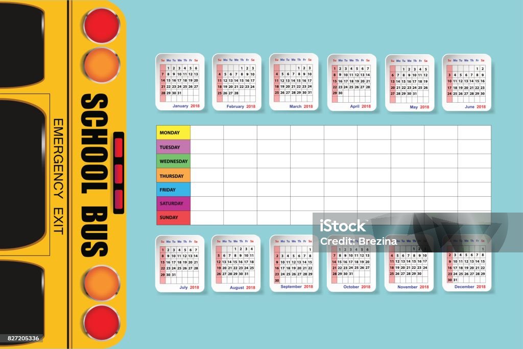 Calendar Math Bus Vertically Oriented School Bus And Calendar Stock Illustration ...