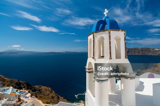 Amazing View From Greek Church Down To Depp Blue Mediterranean Sea Stock Photo - Download Image Now