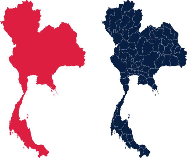 Shape of Thailand and its provinces. Carefully labeled and grouped in layers panel. Easy to select and edit. Source material: http://www.lib.utexas.edu/maps/middle_east_and_asia/thailand_admin-2013.jpg. Made in Illustrator CC