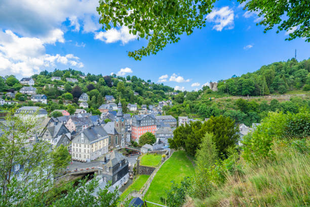 istock View to cute Village Monschau / Germany 827227578