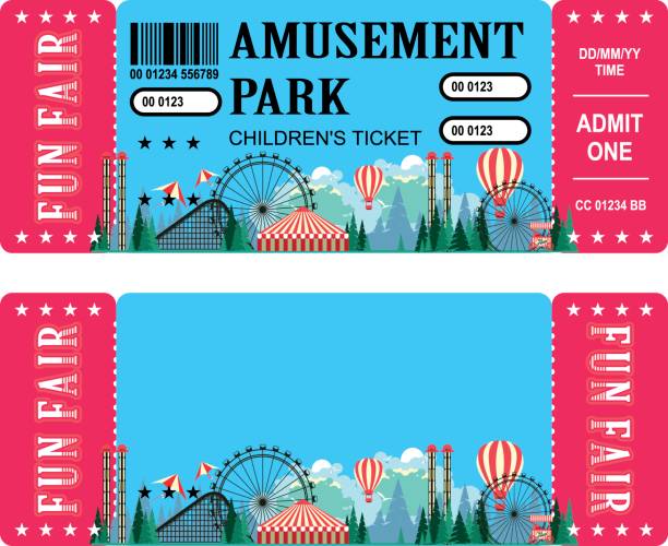 Ticket for the performance and event for the magical show carnival circus amusement park two sides second confusing without information