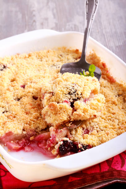 istock Blackberry and pear crumble cake 827230730