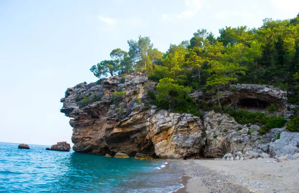 Photo of Grotto in Turkey. Landscape with a grotto at sea