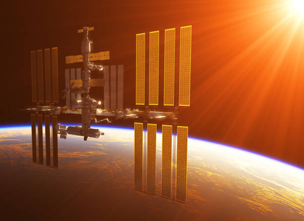 Space Station In The Rays Of Sun. 3D Illustration.