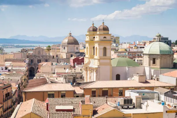 View of Cagliari, capital of the region of Sardinia, Italy.
