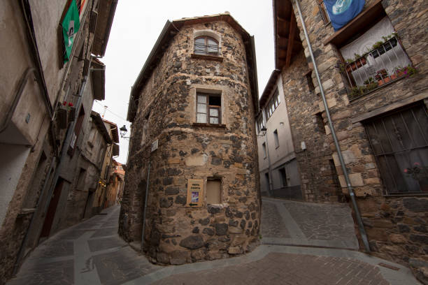 Castellfollit de la Roca, Girona, Catalonia, Spain, July 8,2017: streets of small town in Catalonia, Spain.
