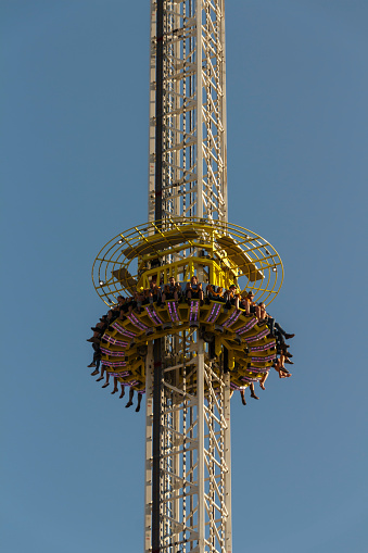 Munich, Germany - September 24, 2016: Free fall tower at Oktoberfest with 80 meter height
