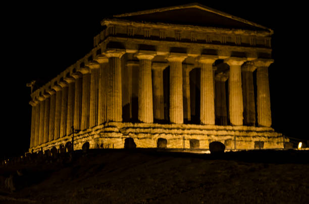 istock Main temple of agrigento at night 827247070