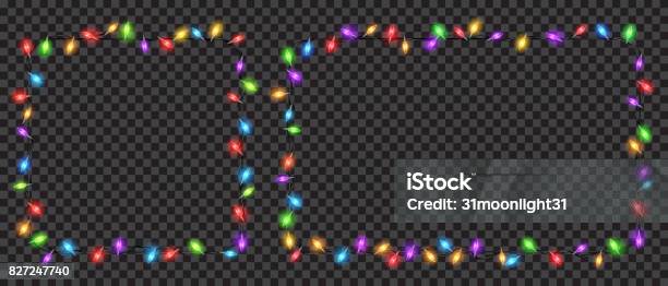 Christmas Translucent Fairy Lights Square And Rectangle Shaped Stock Illustration - Download Image Now