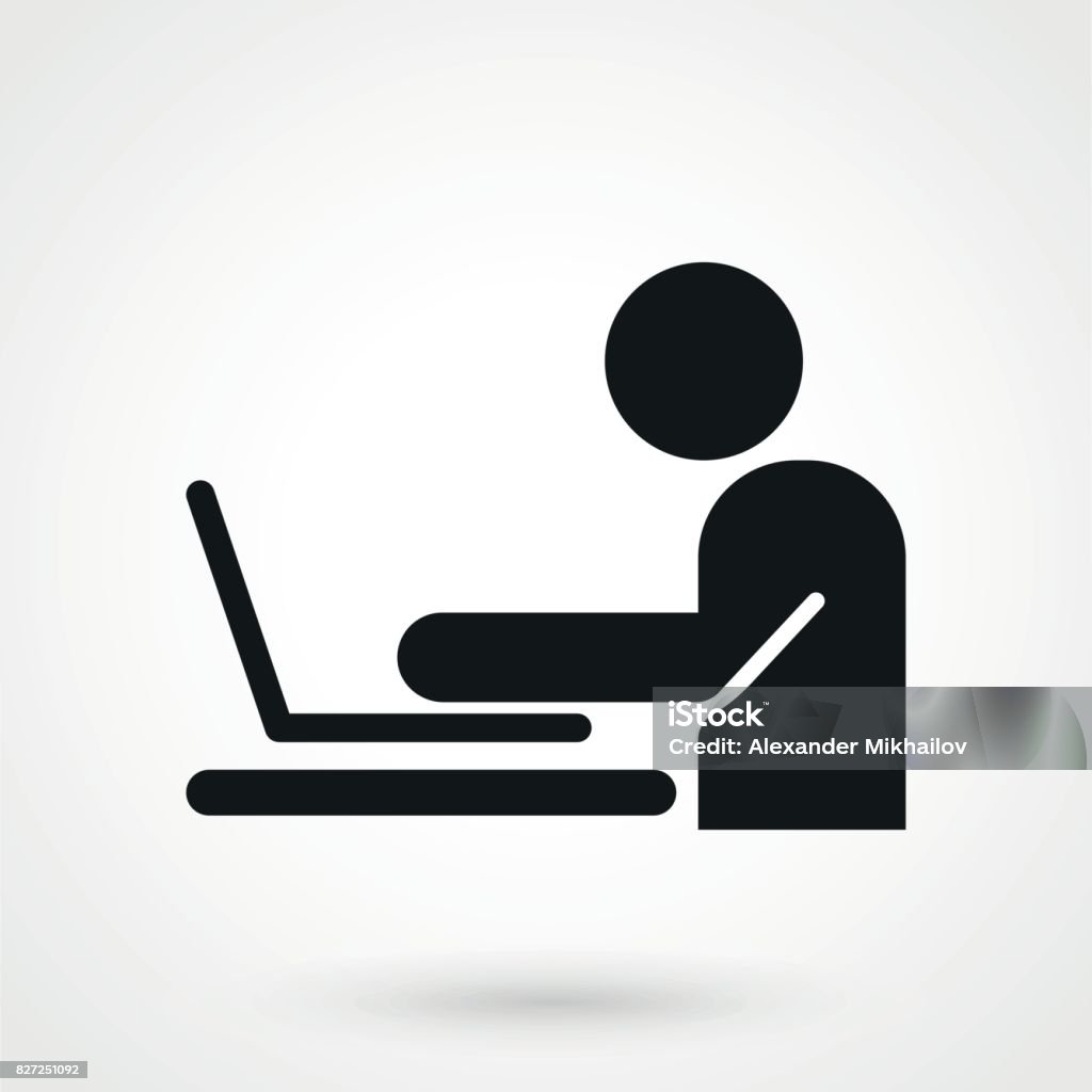 Pictogram Computer Client Pictogram Man Working On Computer Vector Illustration Stock ...