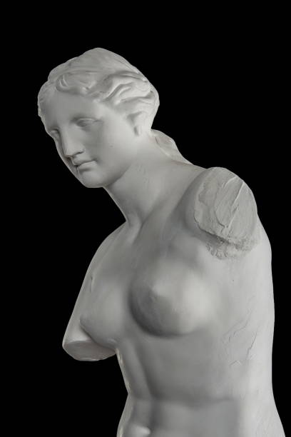 istock a statue of Venus, plaster column on a black background 827255164