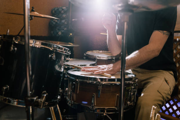 istock Musician with drums. Professional drum set closeup 827255688