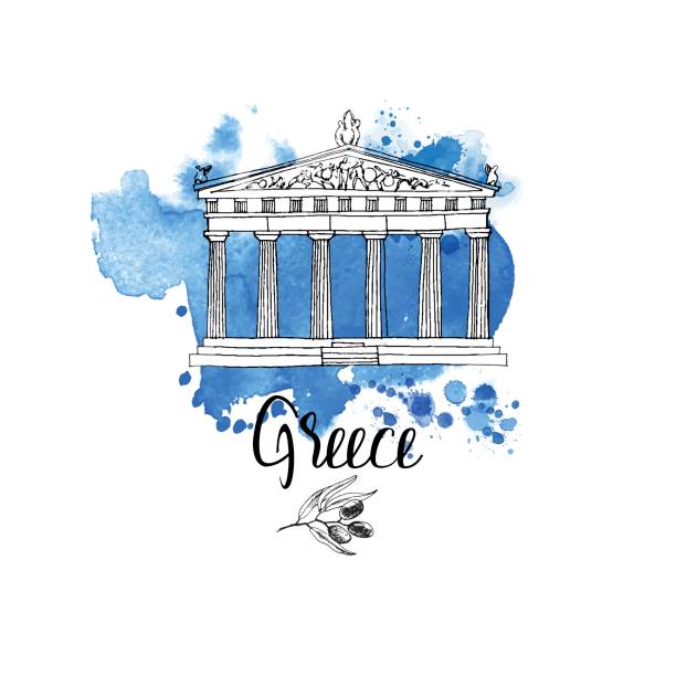 Greece Greece. Hand drawn vector background santorini stock illustrations