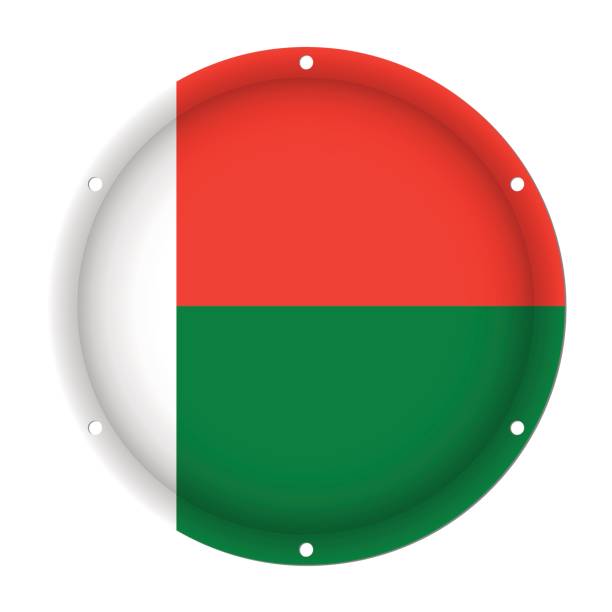 istock round metallic flag of Madagascar with screw holes 827261334