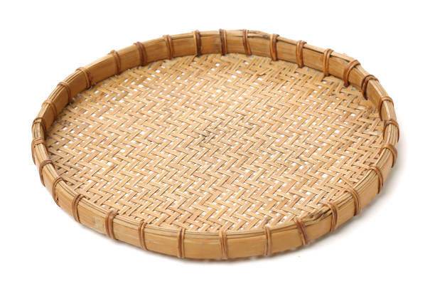 istock Bamboo weave basket from top view isolated on white background 827266166