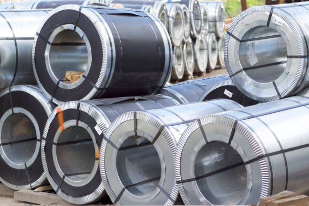 istock Rolls of cold-rolled galvanized steel with polymer coating 827277240