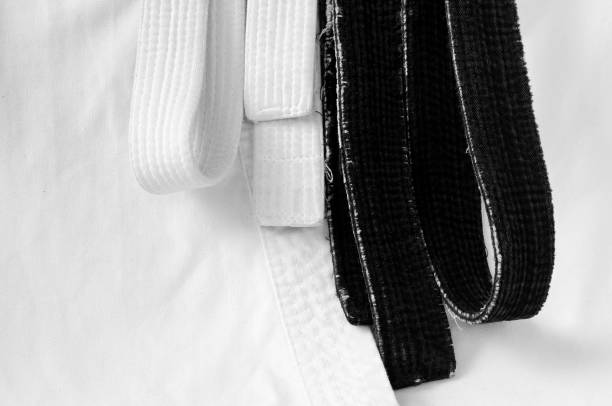 istock black belt martial arts on white background.Black and white 827279856