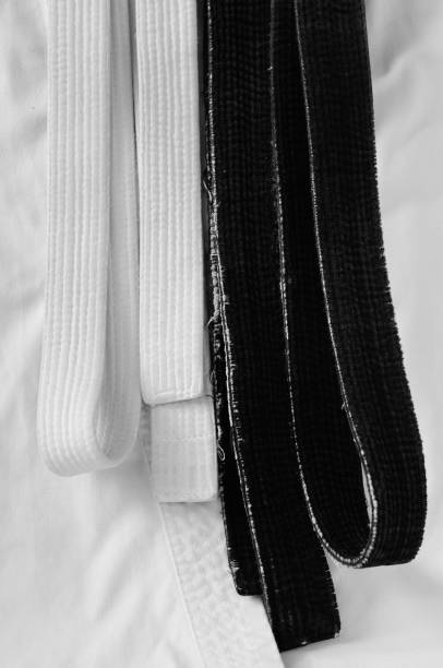 istock black belt martial arts on white background.Black and white 827279918