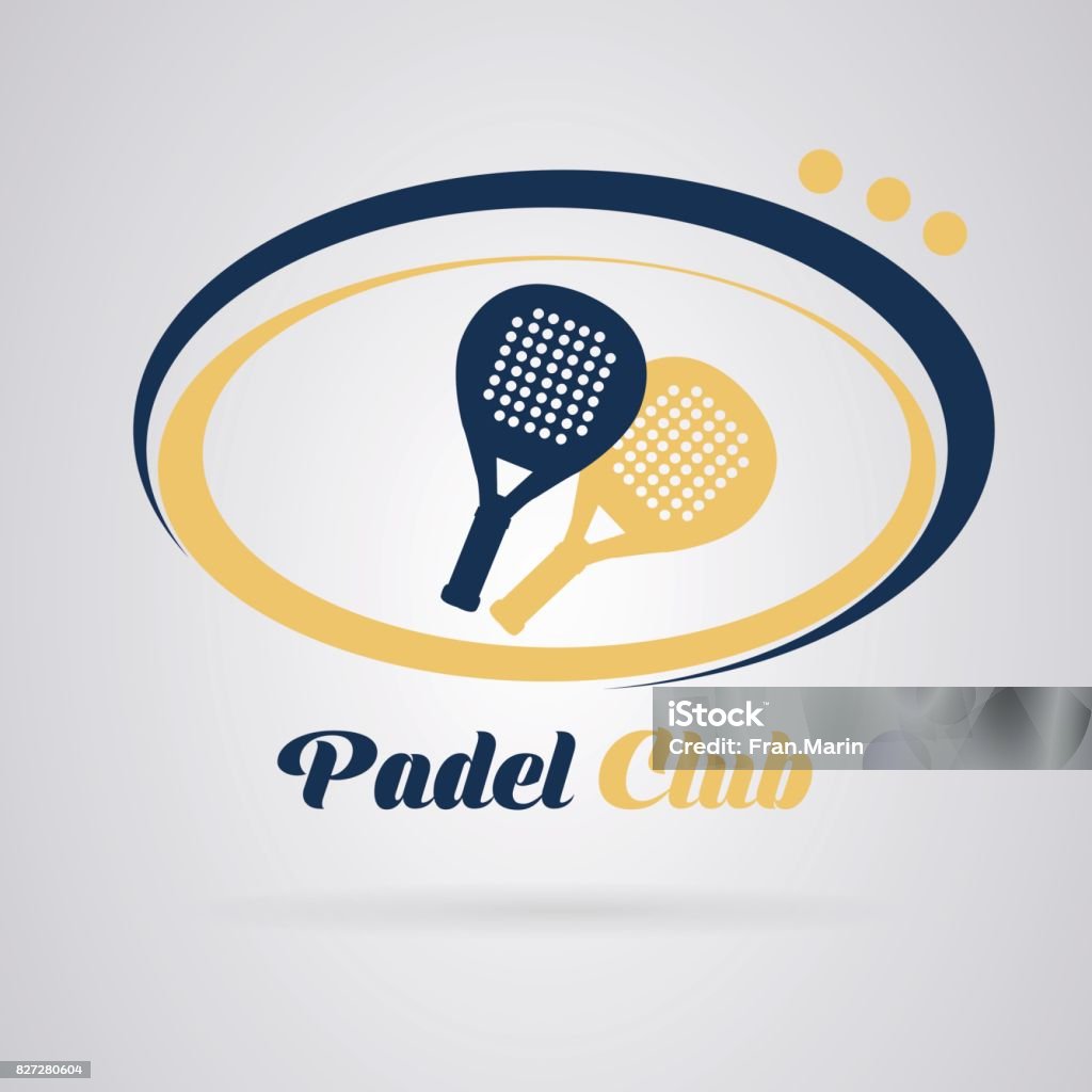 Tennis padel logo Logo padel tennis: Racquets to play the paddle. Yellow and blue. Vector image Padel stock vector